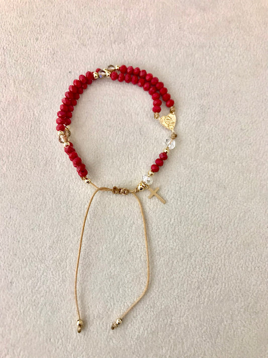 Pulsera Rosario roja.