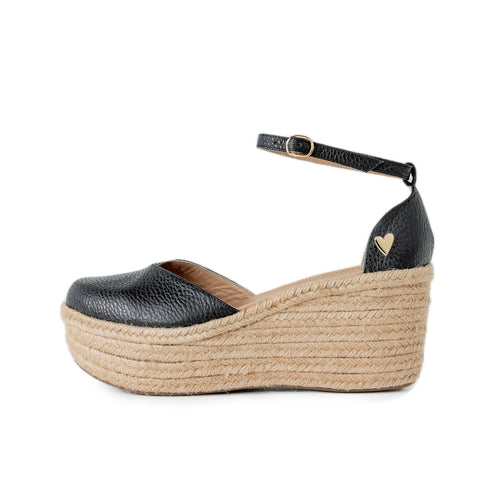 Black Leather Espadrilles - Low High