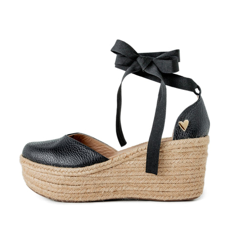 Black Leather Espadrilles - Low High