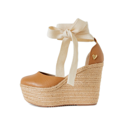 Camel Leather Espadrilles - Dual