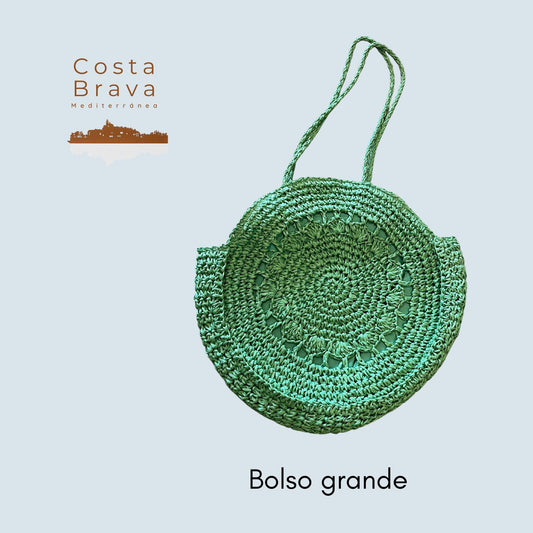 Bolso grande de rafia color verde