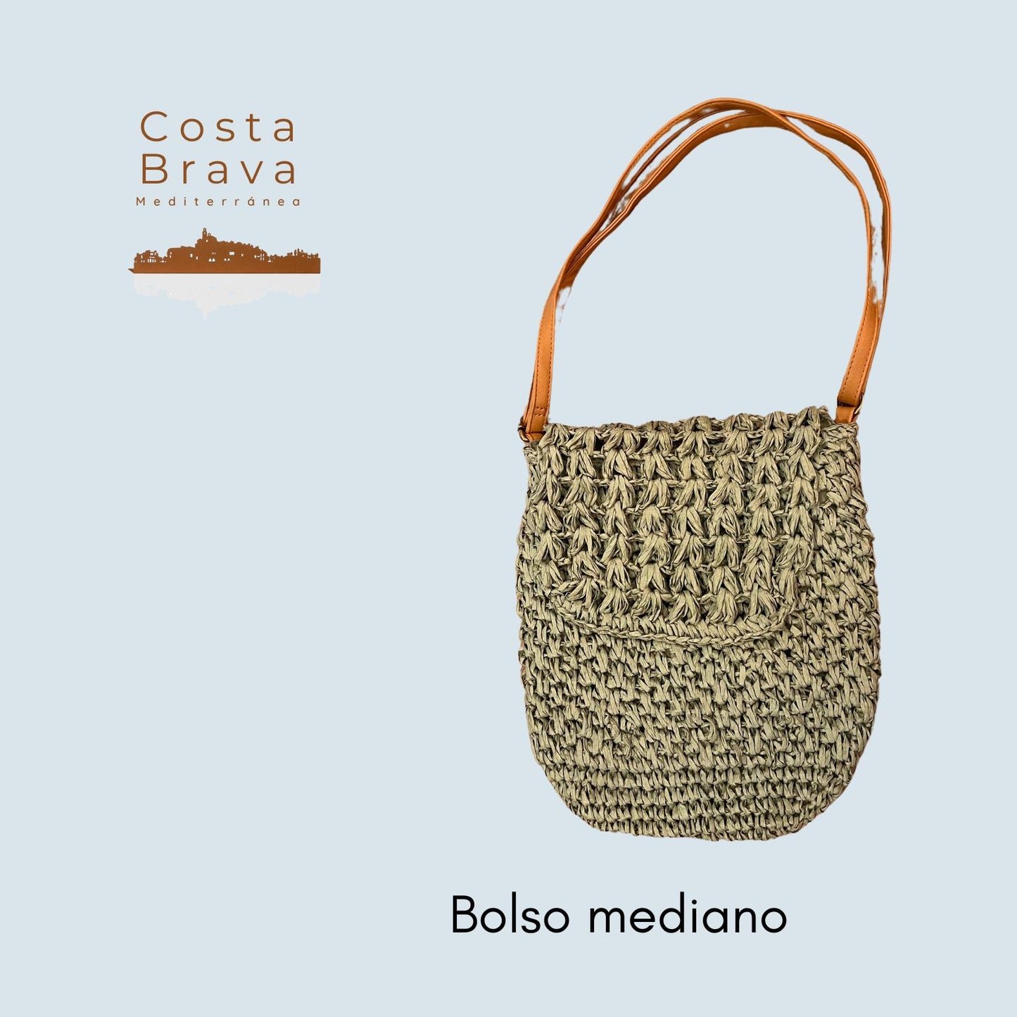 Bolso mediano rafia con solapa