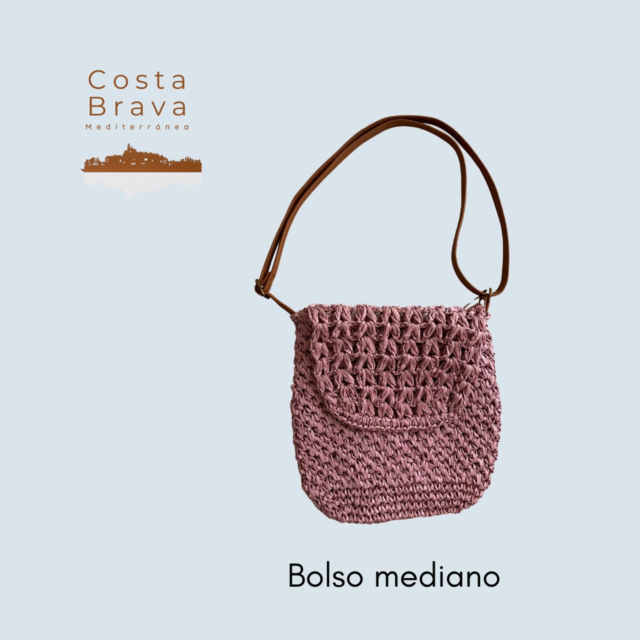 Bolso mediano rafia con solapa