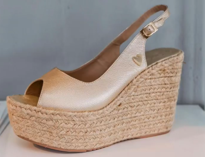 Gold Peep Toe Espadrilles