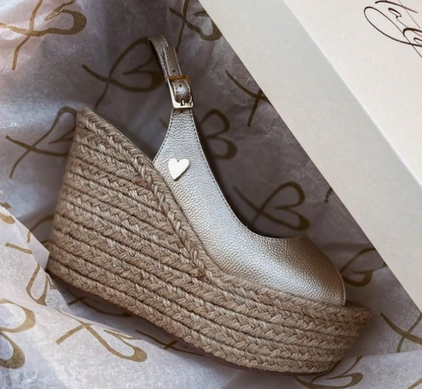 Gold Peep Toe Espadrilles